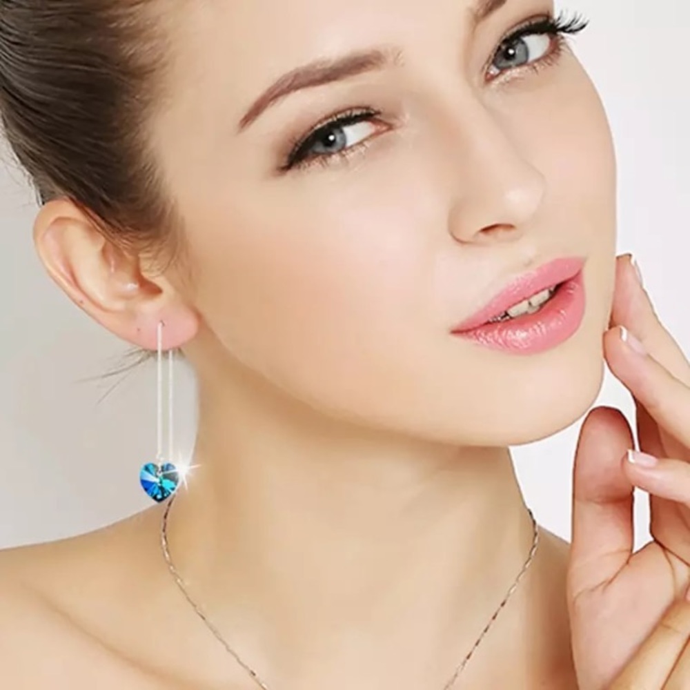 NEW!💙💎LIGHT AQUA BLUE💙HEART DROP THREADERS!💎💙 - Picture 2 of 13